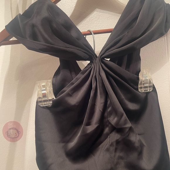 Black Petite Satin Twist Front Maxi Dress Size 10 - Picture 3 of 10